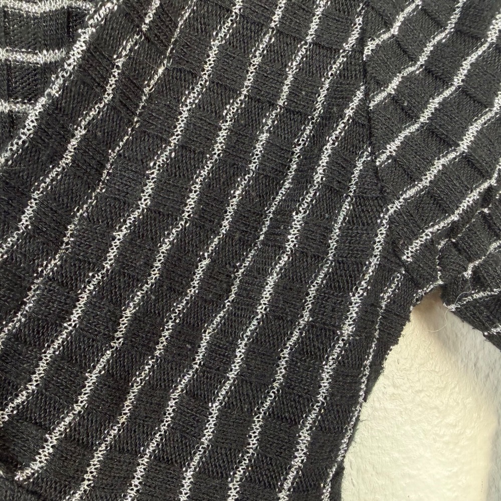 Wet Seal Women's Top Black Silver Stripes Sz M Y2K 90's Babydoll Belted - Picture 9 of 13
